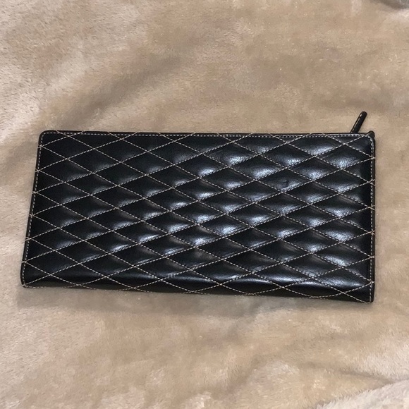 TUSK Black/Tan Leather Envelope Clutch/Wallet - Picture 2 of 14